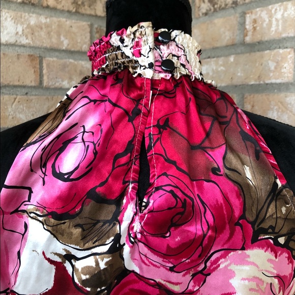 Like New Silk Floral Cache Halter Blouse Sz M - Picture 6 of 7